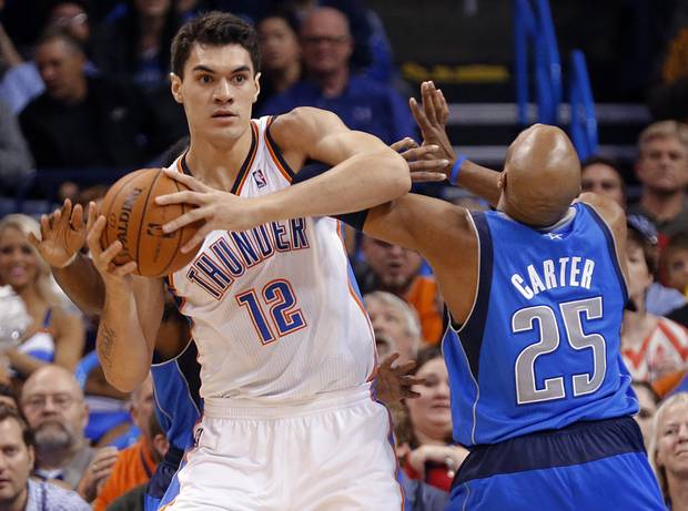 Steven Adams and his thunder #12 White Home jerseys